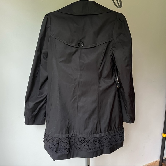 Betsey Johnson Black Trench Coat with Ruffled Hem - Picture 6 of 10